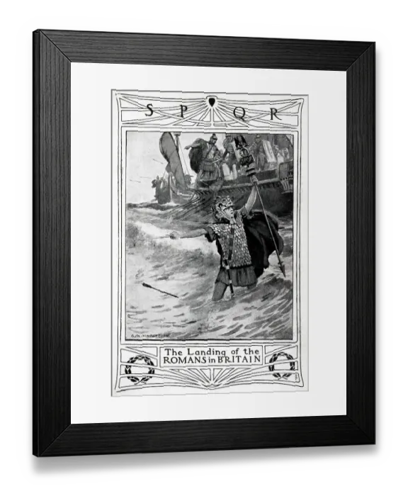Framed Print : Caesar and five Roman legions land on the English coast following the limited success of the first expedition. Date: 54 BC Framed Print : Caesar and five Roman legions land on the English coast following the limited success of the first expedition. Date: 54 BC