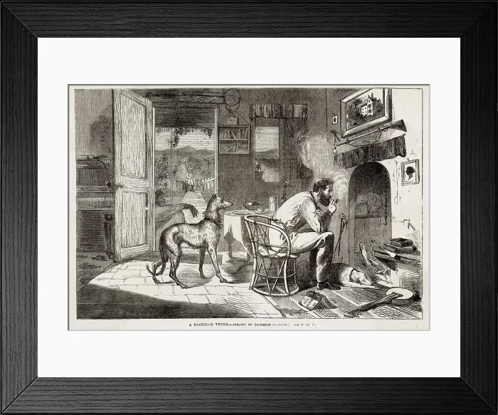 Framed Print : A bachelor there... image 4 of a series on the benefits of Australia over England & encouraging emigration. Date: 1863 Framed Print : A bachelor there... image 4 of a series on the benefits of Australia over England & encouraging emigration. Date: 1863