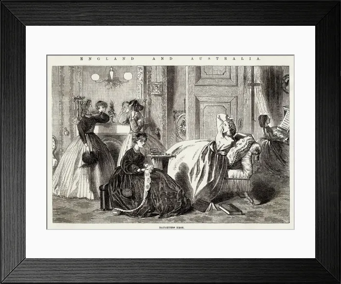 Framed Print : Daughter's here... Image 1 of a series on the benefits of Australia over England & encouraging emigration. Date: 1863 Framed Print : Daughter's here... Image 1 of a series on the benefits of Australia over England & encouraging emigration. Date: 1863