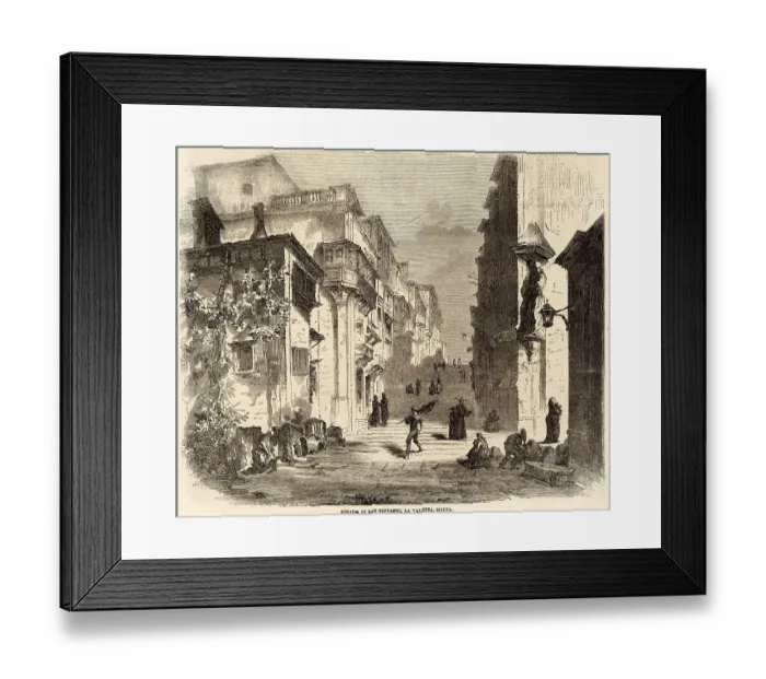 Framed Print : Valletta: Strada di San Giovanni (St John Street), with its distinctive steps Date: 1859 Framed Print : Valletta: Strada di San Giovanni (St John Street), with its distinctive steps Date: 1859
