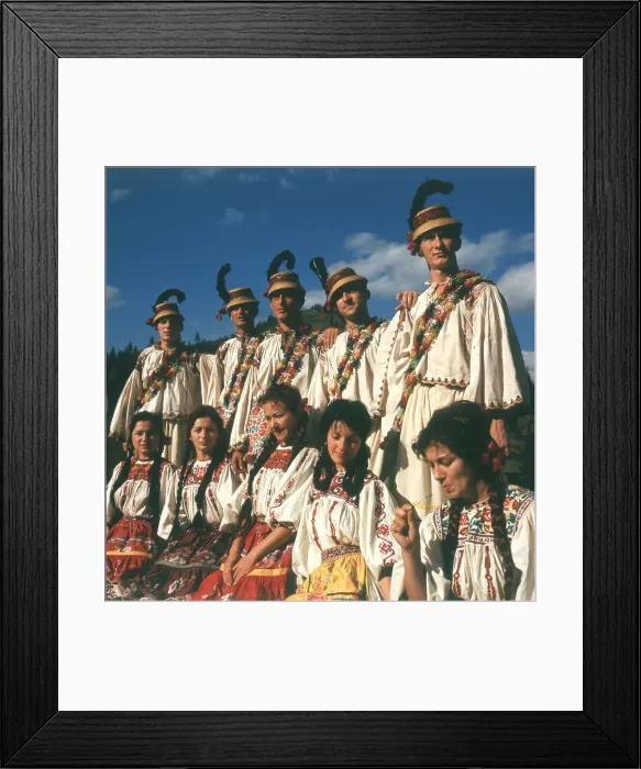 Framed Print : A professional dance group in traditional costume at Maramure, Romania. Date: 1976 Framed Print : A professional dance group in traditional costume at Maramure, Romania. Date: 1976