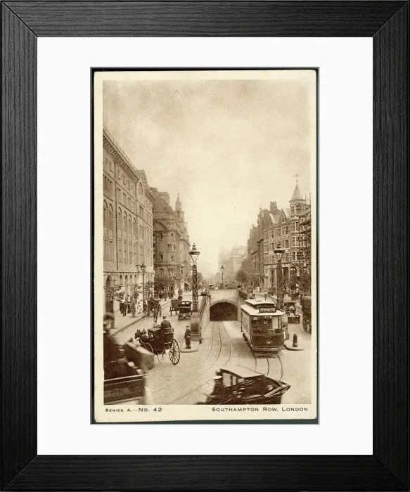 Framed Print : At Kingsway, London, trams plunge into a tunnel which takes them beneath the Strand to Waterloo Bridge, gateway to the South... Date: circa 1905 Framed Print : At Kingsway, London, trams plunge into a tunnel which takes them beneath the Strand to Waterloo Bridge, gateway to the South... Date: circa 1905