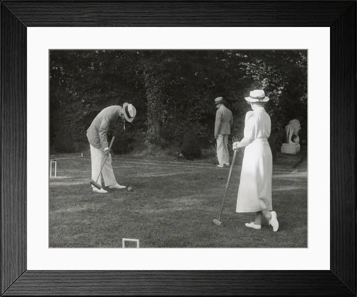 Framed Print : King Gustav V of Sweden plays his nation's favourite sport, croquet. Date: 1930s Framed Print : King Gustav V of Sweden plays his nation's favourite sport, croquet. Date: 1930s