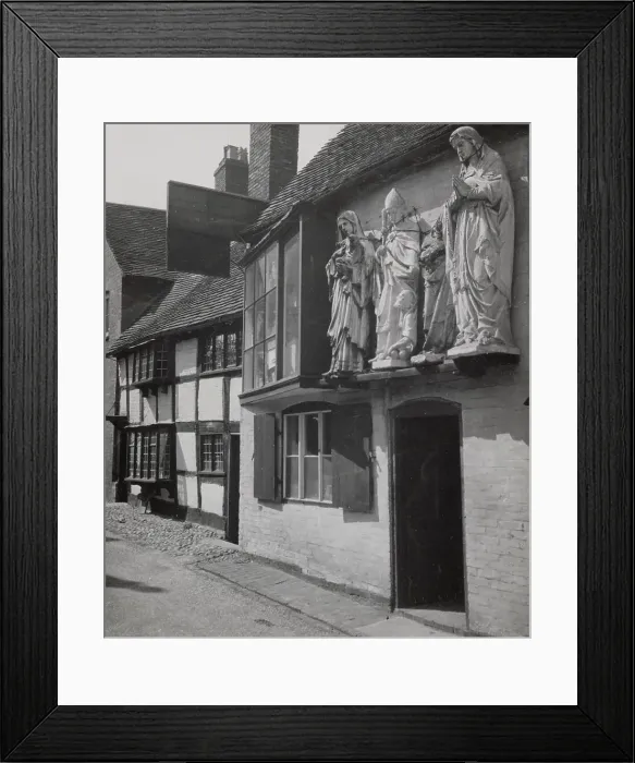 Framed Print : A quaint little shop in Quonian's Lane, Dam Street, Lichfield, Staffordshire: Sculptors, carvers in wood and stone, church furnishers, memorials in marble, etc. Date: 1930s Framed Print : A quaint little shop in Quonian's Lane, Dam Street, Lichfield, Staffordshire: Sculptors, carvers in wood and stone, church furnishers, memorials in marble, etc. Date: 1930s