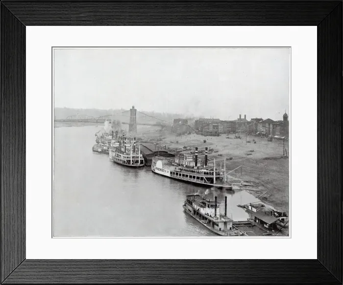 Framed Print : Steamboats on the Ohio river on the Cincinnati river front. Date: circa 1895 Framed Print : Steamboats on the Ohio river on the Cincinnati river front. Date: circa 1895