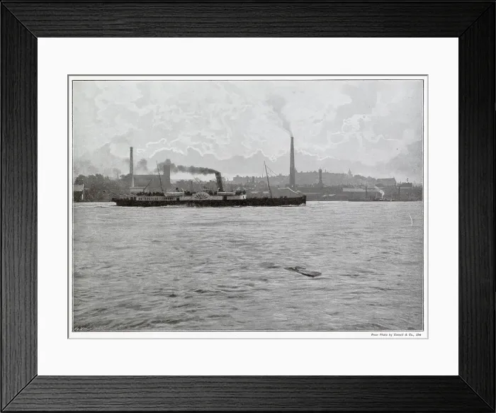 Framed Print : View of Woolwich from the River Thames of a pleasure steamer. Date: late 1890s Framed Print : View of Woolwich from the River Thames of a pleasure steamer. Date: late 1890s