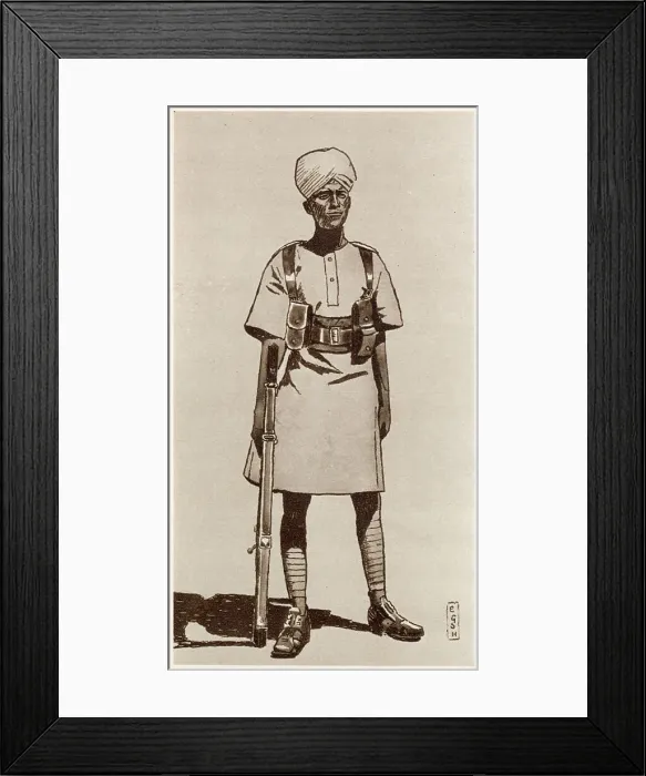 Framed Print : A Sudanese member of the Eastern Arab Corps. Armed with a Lee-Enfield rifle. The Eastern Arab Corps were part of the British influenced forces of Central Africa in the early 20th century. Date: 1936 Framed Print : A Sudanese member of the Eastern Arab Corps. Armed with a Lee-Enfield rifle. The Eastern Arab Corps were part of the British influenced forces of Central Africa in the early 20th century. Date: 1936