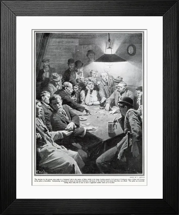 Framed Print : Soho Gambling Club, London 1909 Framed Print : Soho Gambling Club, London 1909