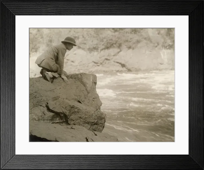 Framed Print : Edward, Prince of Wales (1894-1972), later King Edward VIII and Duke of Windsor, inspecting the Boiling Pool during a visit to the Victoria Falls in Northern Rhodesia, now Zambia. Date: 1925