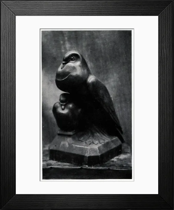 Framed Print : A Sculpture of two birds with puffed chests, the younger one placed under the other in a protective manner. Date: circa 1930 Framed Print : A Sculpture of two birds with puffed chests, the younger one placed under the other in a protective manner. Date: circa 1930