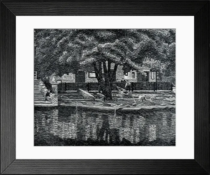 Framed Print : Famously the birthplace of William Shakespeare, this oil painting of Stratford-Upon-Avon shows its famous river, with houses lined behind. Date: circa 1929 Framed Print : Famously the birthplace of William Shakespeare, this oil painting of Stratford-Upon-Avon shows its famous river, with houses lined behind. Date: circa 1929