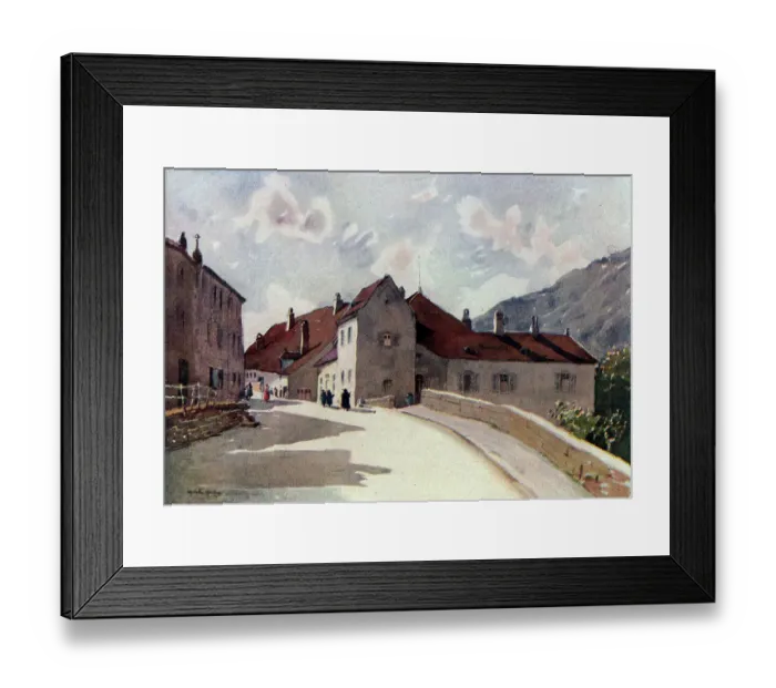 Framed Print : Watercolour painting of Ornans, a commune in the Doubs department in the Bourgogne-Franche-Comte region in eastern, birthplace of French realist painter, Gustave Courbet. Date: circa 1931