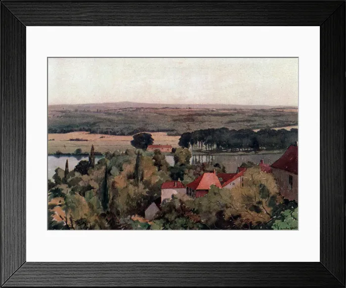 Framed Print : Watercolour painting of the River Seine in France, which stretches 777 kilometres. Date: circa 1930 Framed Print : Watercolour painting of the River Seine in France, which stretches 777 kilometres. Date: circa 1930