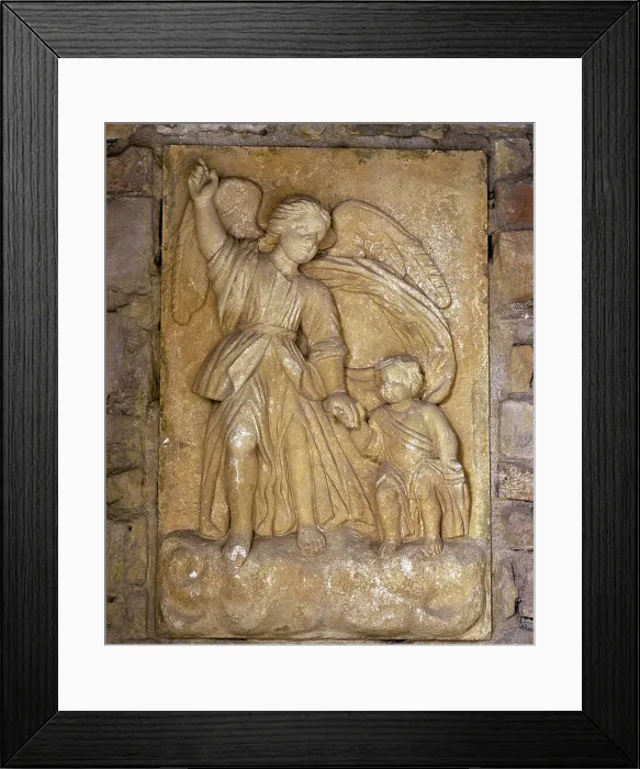 Framed Print : Guardian Angel with child - Relief Framed Print : Guardian Angel with child - Relief