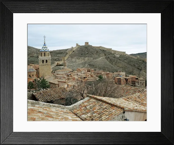 Framed Print : Spain, Aragon, Albarracin. Panoramic view of the village Framed Print : Spain, Aragon, Albarracin. Panoramic view of the village