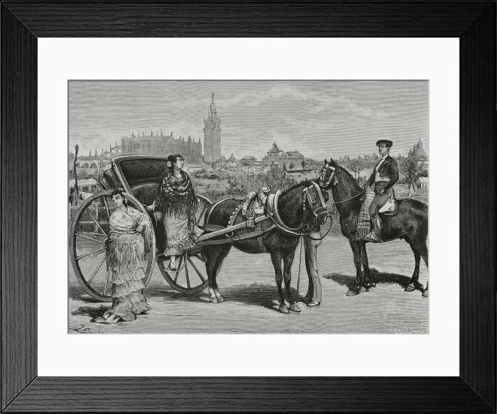 Framed Print : Spain, Andalusia, Seville. Traditional calesa (carriage) Framed Print : Spain, Andalusia, Seville. Traditional calesa (carriage)