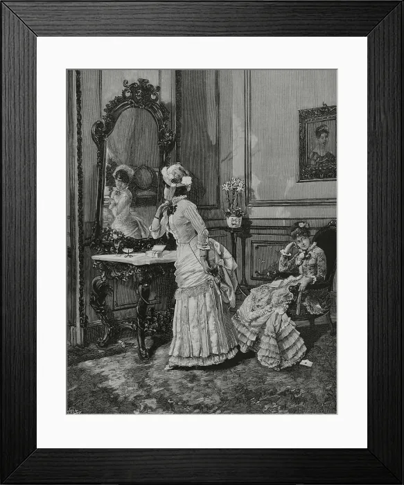 Framed Print : The dresser. Engraving by Vela after a painting by Bejarano Framed Print : The dresser. Engraving by Vela after a painting by Bejarano