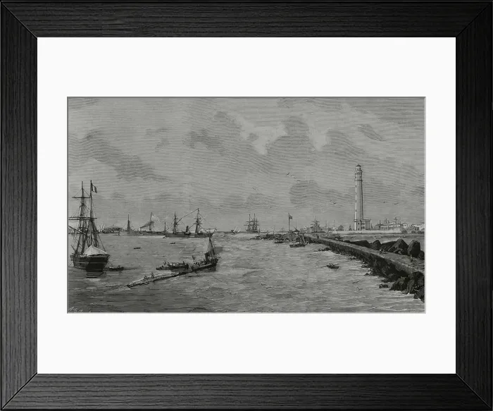 Framed Print : Egypt. Suez Canal. View of the entrance to Port Said