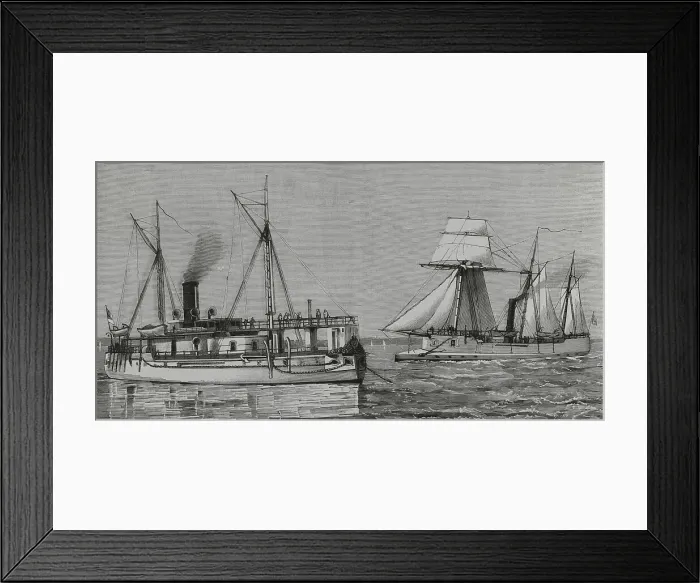 Framed Print : Egypt. Suez Canal. The British gunboats Hotspur and Don Framed Print : Egypt. Suez Canal. The British gunboats Hotspur and Don
