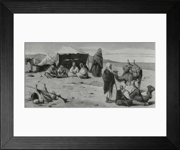 Framed Print : Egypt. Bedouin tent in the desert. Engraving by Rico, 1882 Framed Print : Egypt. Bedouin tent in the desert. Engraving by Rico, 1882