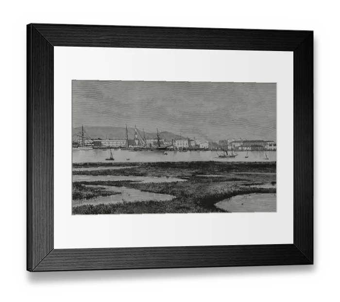 Framed Print : Egypt, Suez. General view of the city. Engraving, 1882 Framed Print : Egypt, Suez. General view of the city. Engraving, 1882