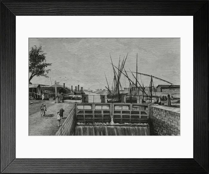 Framed Print : Egypt, Suez Canal. Ismailia. Freshwater canal lock Framed Print : Egypt, Suez Canal. Ismailia. Freshwater canal lock