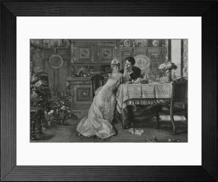 Framed Print : Honeymoon. Engraving after a painting by Knut Ekwall Framed Print : Honeymoon. Engraving after a painting by Knut Ekwall