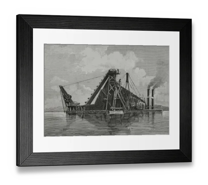 Framed Print : Suez Canal. Large dredger type couloir used to clean canal Framed Print : Suez Canal. Large dredger type couloir used to clean canal