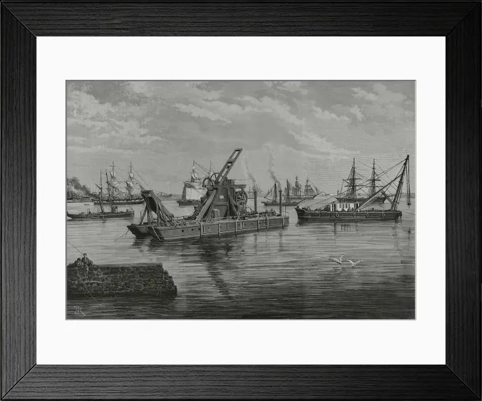 Framed Print : Spain, Catalonia. Works of the port of Barcelona Framed Print : Spain, Catalonia. Works of the port of Barcelona