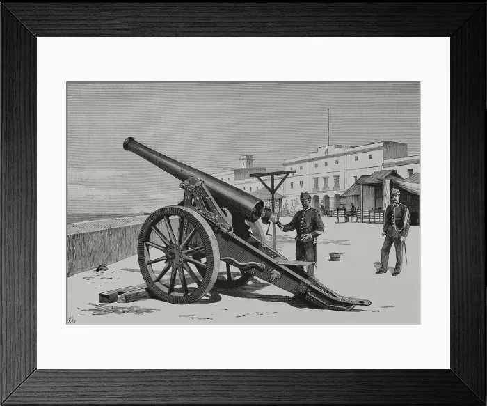 Framed Print : Spain. The new Plasencia Cannons. Engraving, 1882 Framed Print : Spain. The new Plasencia Cannons. Engraving, 1882