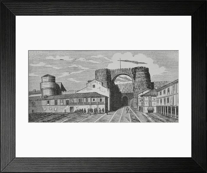 Framed Print : Spain, Avila. Gate of St Vincent. Engraving, 19th century Framed Print : Spain, Avila. Gate of St Vincent. Engraving, 19th century