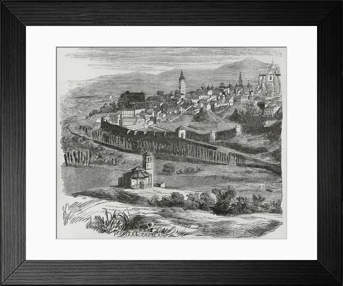 Framed Print : Spain. Segovia. Panorama of the city. Engraving Framed Print : Spain. Segovia. Panorama of the city. Engraving