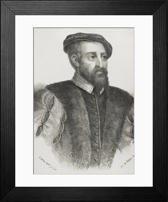 Framed Print : Andres Laguna (1510-1559). Portrait by Llanta, 19th century Framed Print : Andres Laguna (1510-1559). Portrait by Llanta, 19th century