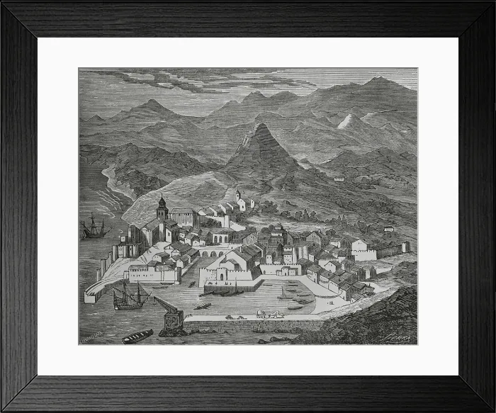 Framed Print : Spain, Santander. View of the city in the 17th century Framed Print : Spain, Santander. View of the city in the 17th century