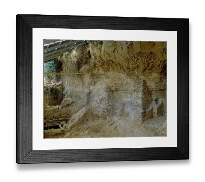 Framed Print : Abric Romani rock-shelter. Middle Paleolithic. Capellades Framed Print : Abric Romani rock-shelter. Middle Paleolithic. Capellades