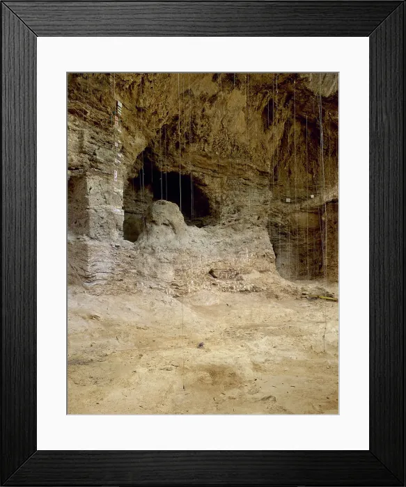 Framed Print : Abric Romani rock-shelter. Middle Paleolithic. Capellades Framed Print : Abric Romani rock-shelter. Middle Paleolithic. Capellades
