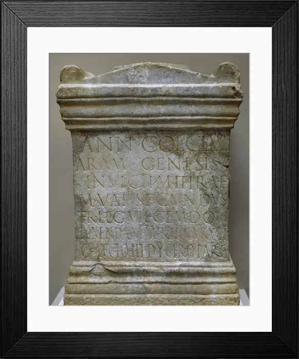 Framed Print : Altar with inscription dedicated to the god Mithras Framed Print : Altar with inscription dedicated to the god Mithras