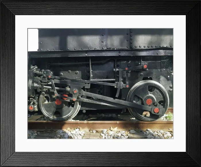 Framed Print : Steam Shunting locomotive. Detail of the wheel mechanism Framed Print : Steam Shunting locomotive. Detail of the wheel mechanism