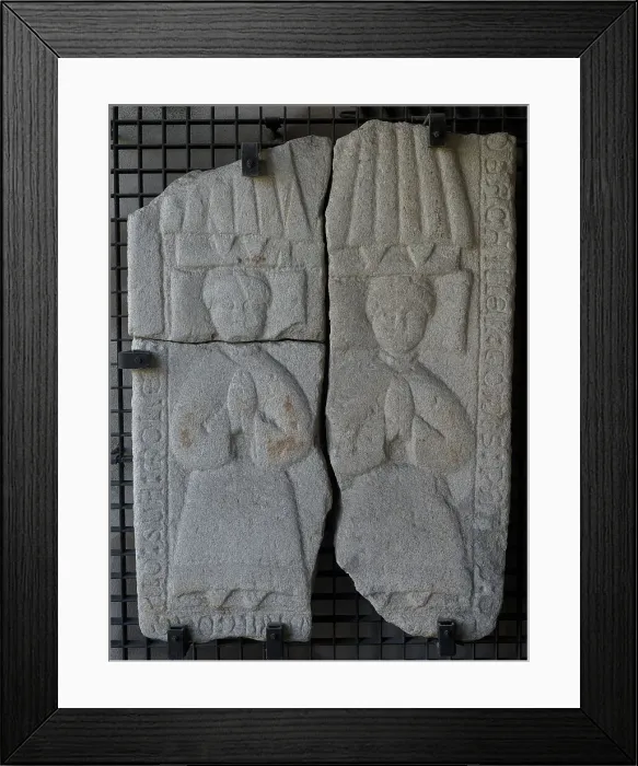 Framed Print : Tombstone with relief depicting two praying figures Framed Print : Tombstone with relief depicting two praying figures