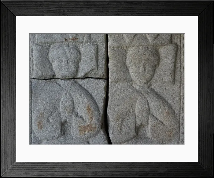 Framed Print : Tombstone with relief depicting two praying figures Framed Print : Tombstone with relief depicting two praying figures