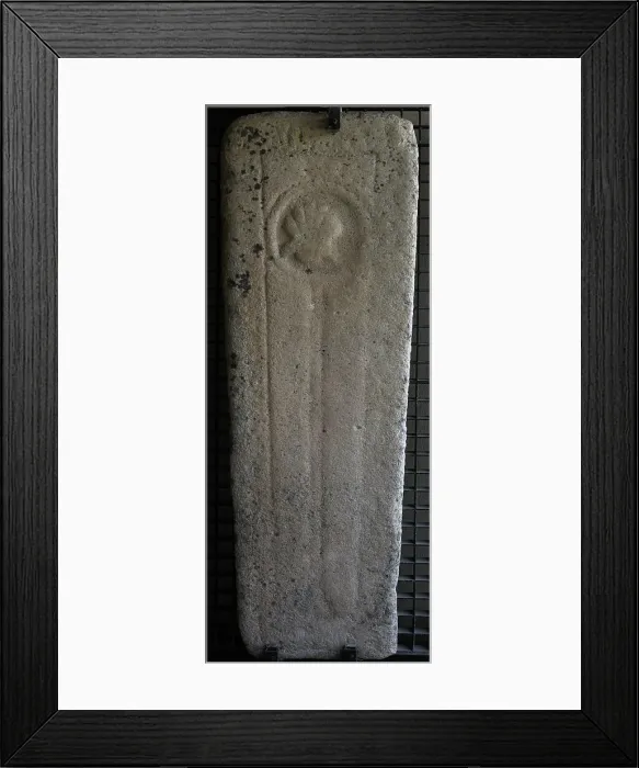 Framed Print : Tombstone with cord and scallop, Franciscan symbols Framed Print : Tombstone with cord and scallop, Franciscan symbols