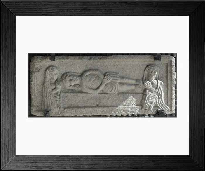 Framed Print : Bas-relief depicting Jesus, the Virgin and Saint John - tomb Framed Print : Bas-relief depicting Jesus, the Virgin and Saint John - tomb