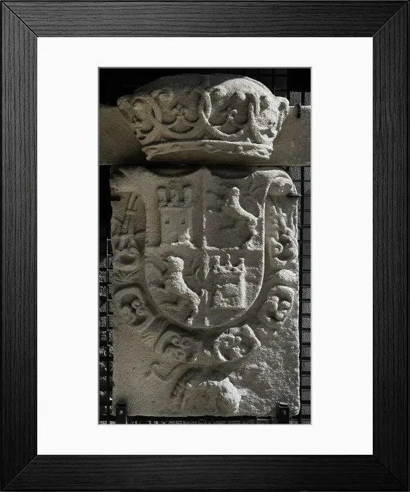 Framed Print : Coat of arms of Spain with fleece. From wall of La Coruna Framed Print : Coat of arms of Spain with fleece. From wall of La Coruna
