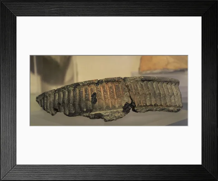 Framed Print : Border, shoulder and neck of gray paste ceramic stamped Framed Print : Border, shoulder and neck of gray paste ceramic stamped