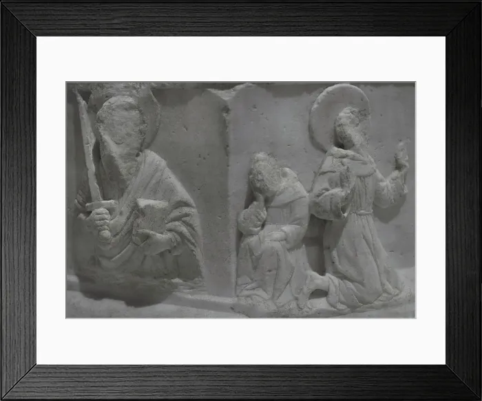 Framed Print : Pedestal with reliefs depicting St Paul and St Francis Framed Print : Pedestal with reliefs depicting St Paul and St Francis