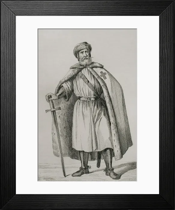 Framed Print : Livonian Brother of the Sword. Engraving, 19th century Framed Print : Livonian Brother of the Sword. Engraving, 19th century