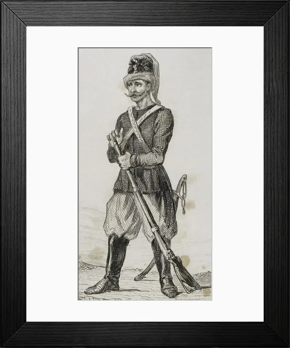 Framed Print : Polish guard. Engraving, 19th century Framed Print : Polish guard. Engraving, 19th century