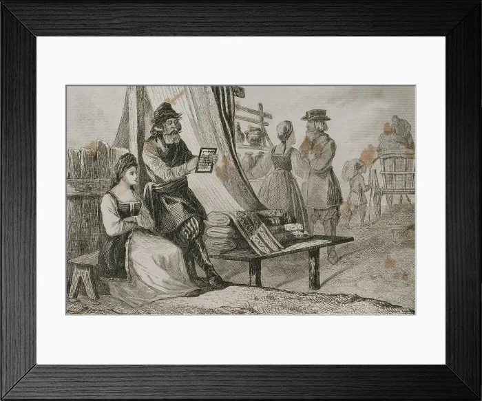 Framed Print : Russian merchant makes calcultaions by means of an abacus Framed Print : Russian merchant makes calcultaions by means of an abacus