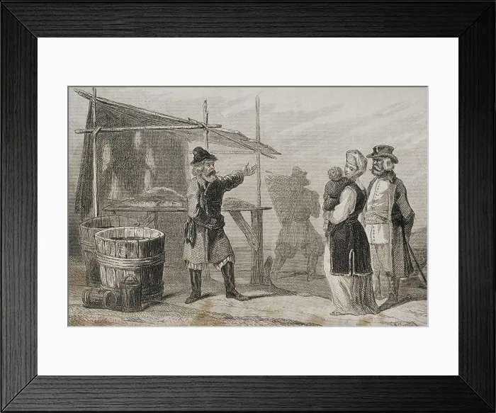 Framed Print : Russia. Fishermen of the Volga river. Engraving Framed Print : Russia. Fishermen of the Volga river. Engraving