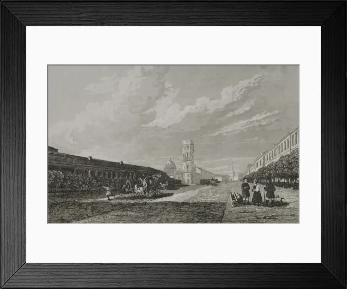 Framed Print : Russia, Saint Petersburg. Nevsky Prospekt. Engraving Framed Print : Russia, Saint Petersburg. Nevsky Prospekt. Engraving
